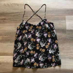 NWT Sheer Black Spring Summer Floral Tank Top